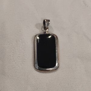 Onyx & Sterling Silver .925 Rectangle Shaped Pendant Thailand